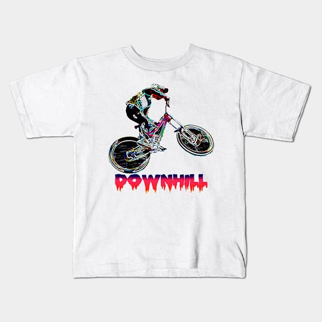 mtb downhill Kids T-Shirt by rickylabellevie